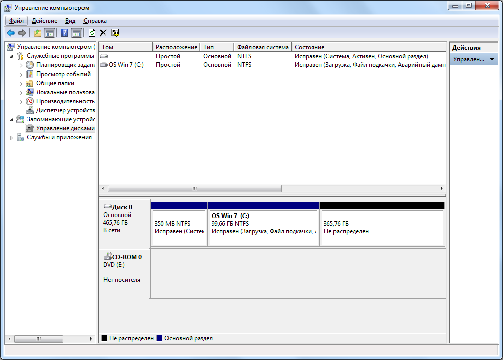 Перераспределение разделов жесткого диска в Windows 7 ../index/0-18.html